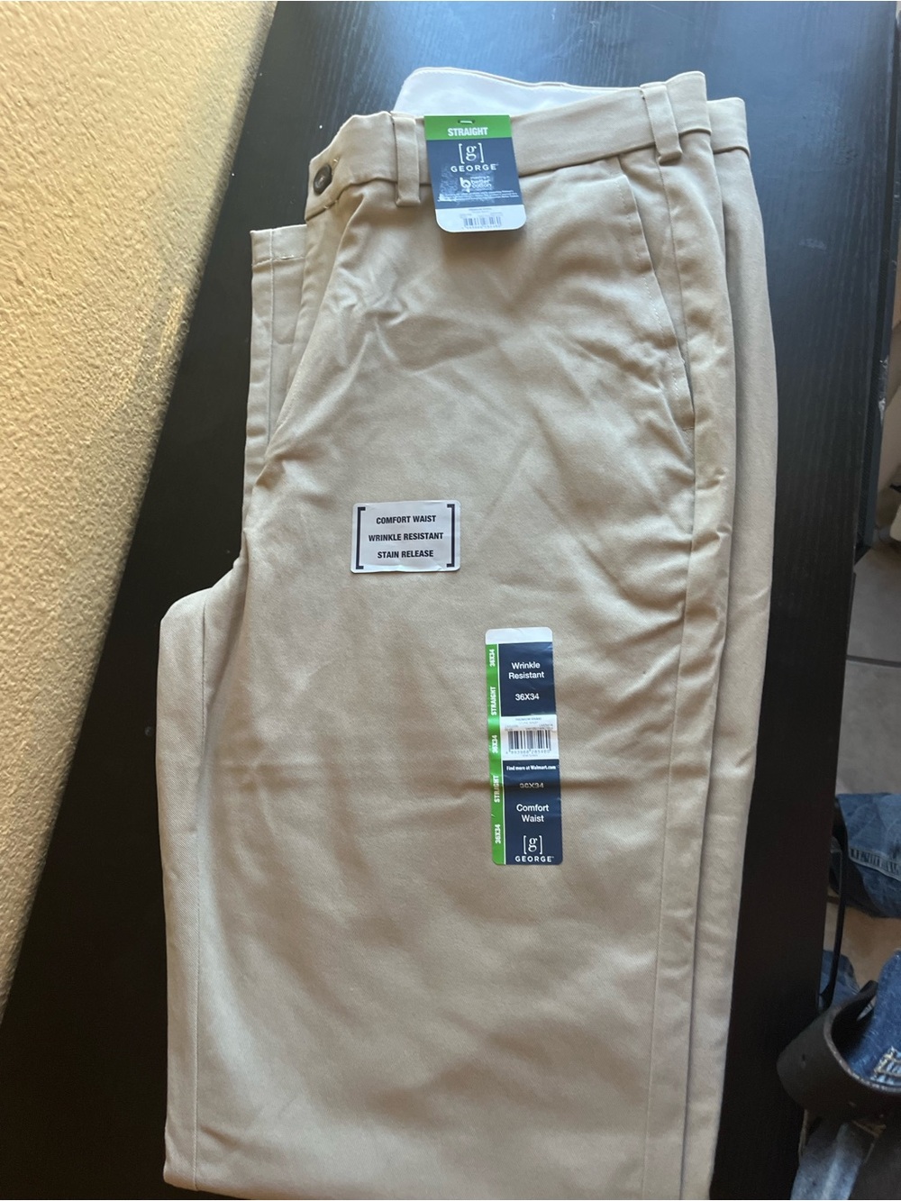 George Men's Straight Fit Khaki Pants - Beige/Tan